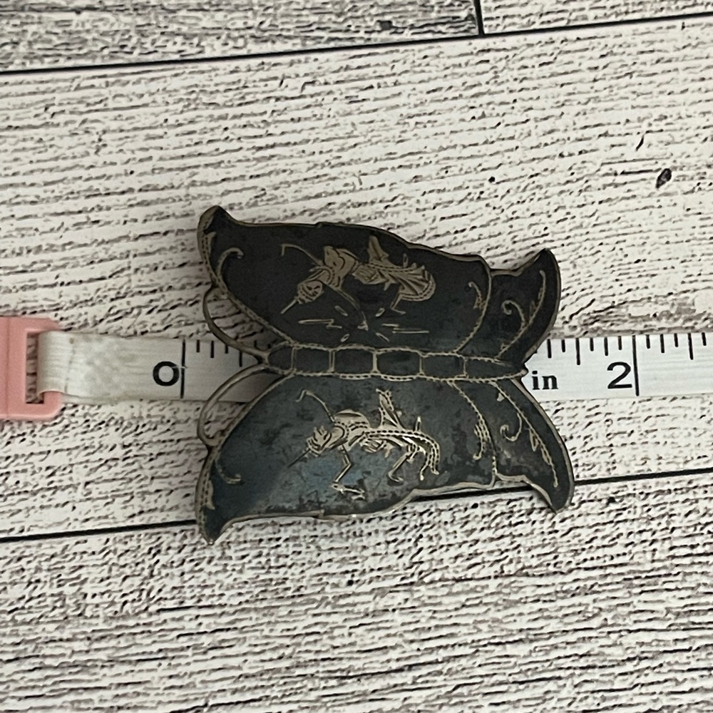 Siam Sterling Silver/Black NIELLO Dancers Butterfly brooch - Picture 8 of 9